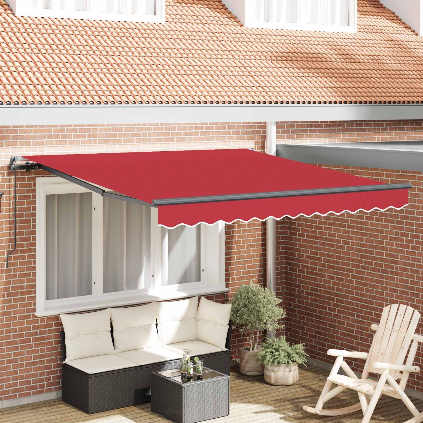 Toldo Retráctil Rojo 300 X 250 Cm Poliéster Y Aluminio_1