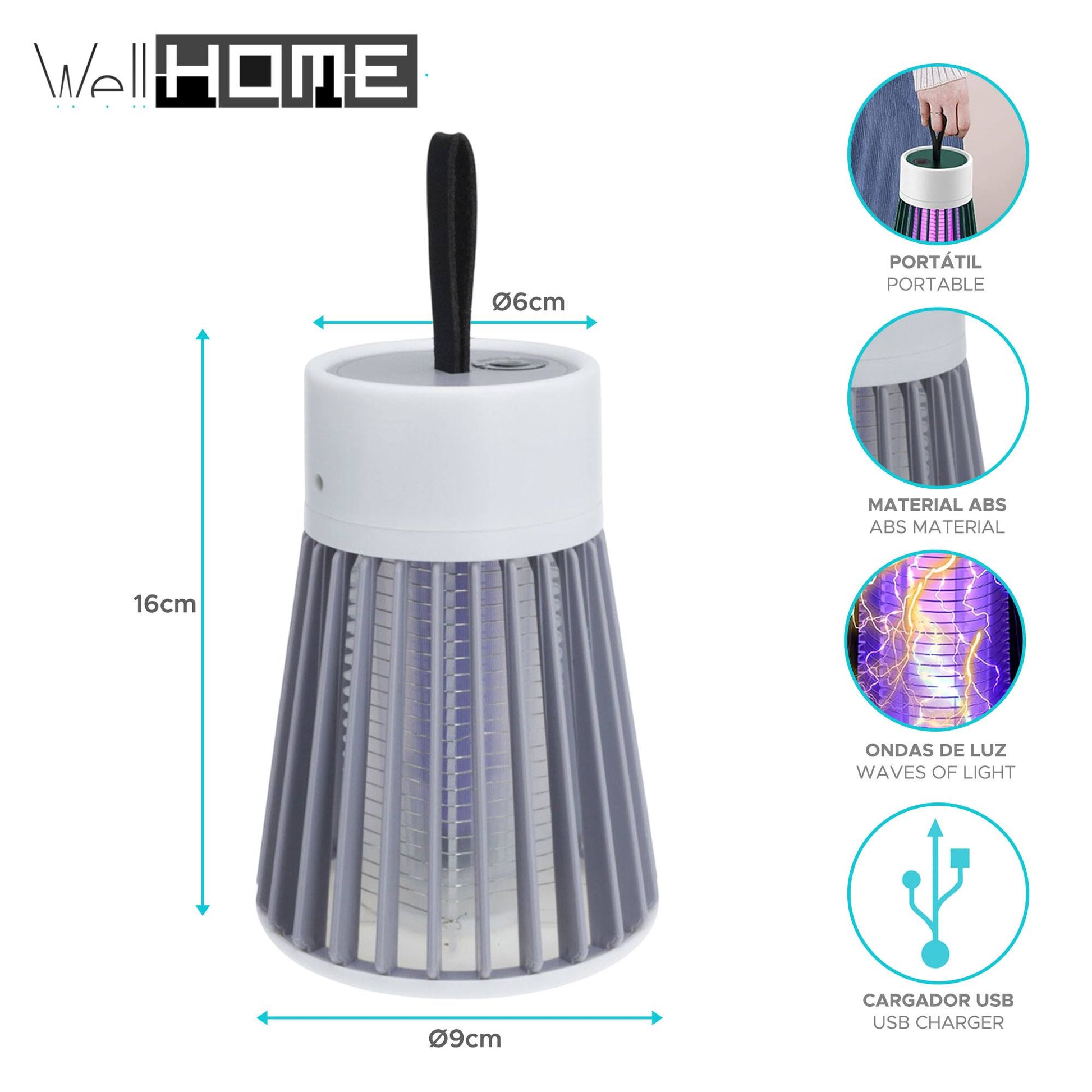 Well Home Lámpara Mata Mosquitos En Abs Ø9x16,2cm