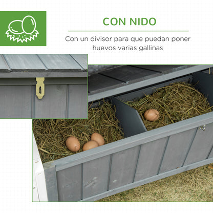 Pawhut Gallinero De Madera De Exterior Con Corral Nido Y Bandeja 209,5x96x123 Cm_5