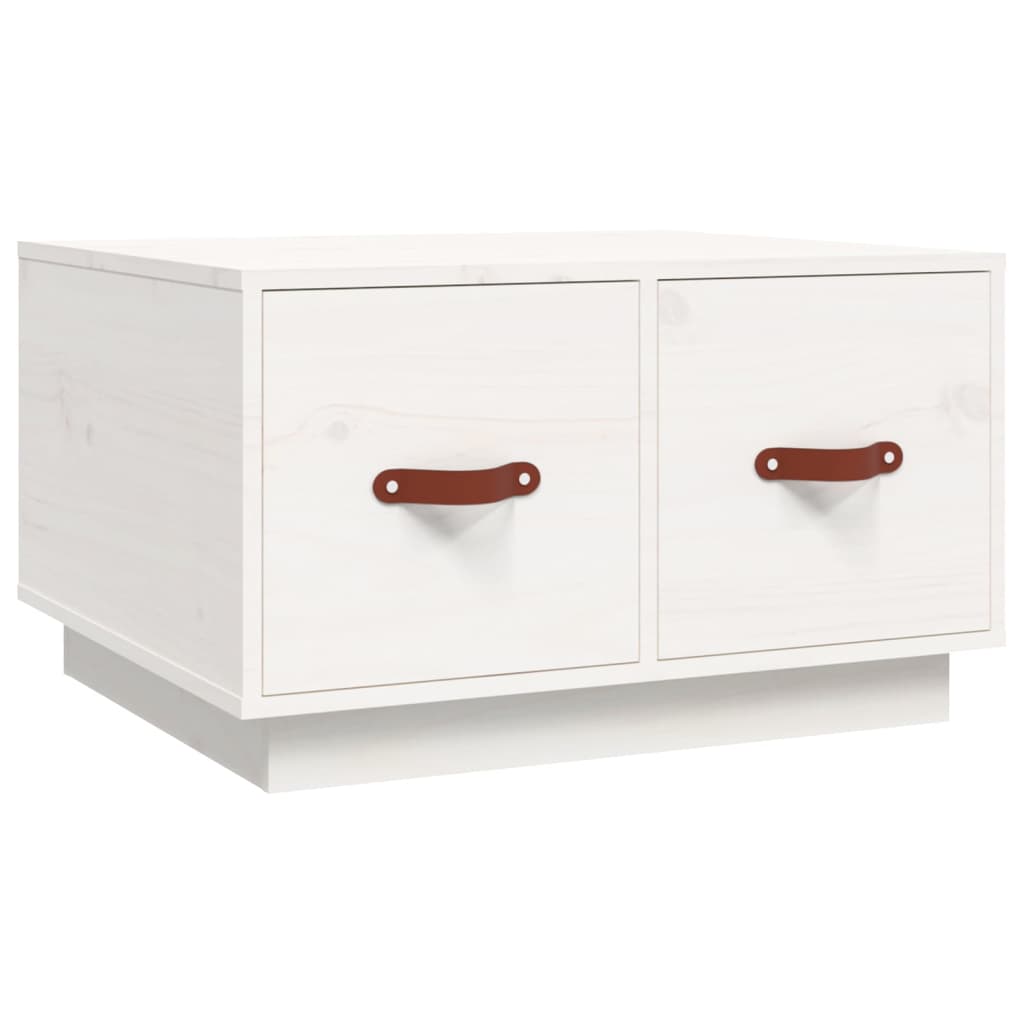 Mesa De Centro De Madera Maciza De Pino Blanco 60x53x35 Cm_0