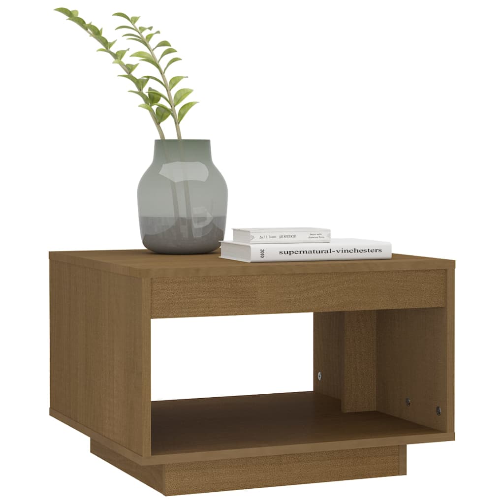 Mesa De Centro Madera Maciza De Pino Marrón Miel 50x50x33,5 Cm_1