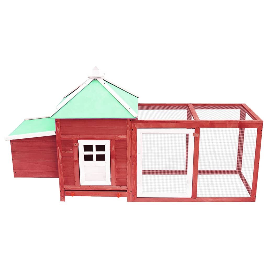 Vidaxl Gallinero Con Ponedero Madera Maciza Abeto Rojo 190x72x102 Cm_1