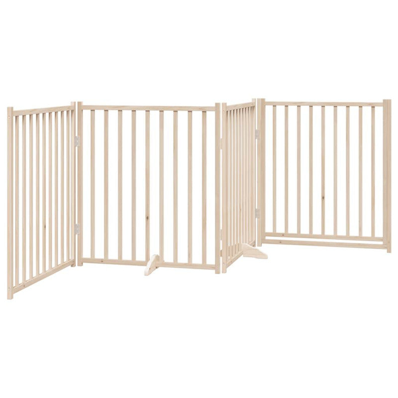 Vidaxl Puerta Para Perros Con Puerta Plegable De 4 Paneles, 320 Cm, Madera Maciza De Abeto_5