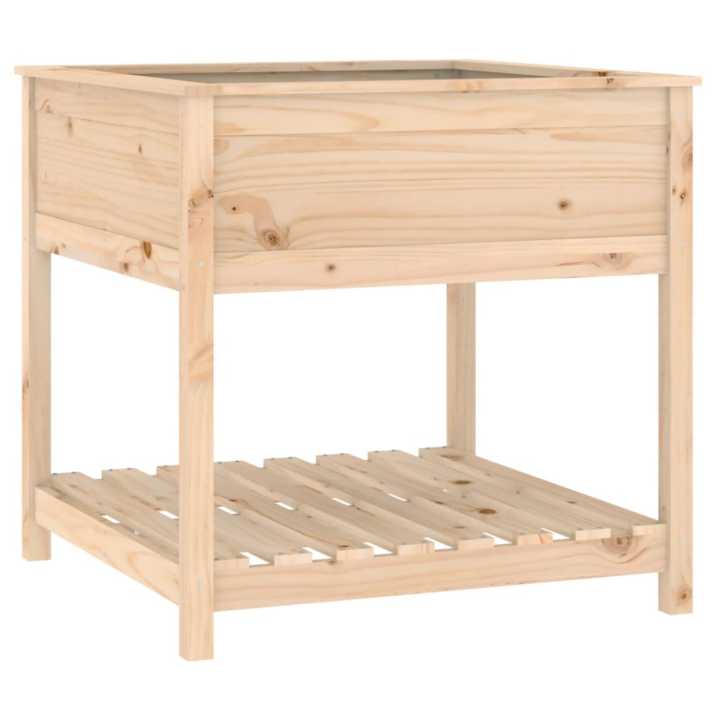 Jardinera Con Estante Madera Maciza De Pino 82,5x82,5x81 Cm_0