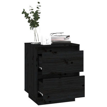 Mesitas De Noche 2 Uds Madera Maciza De Pino Negro 40x35x50 Cm_3