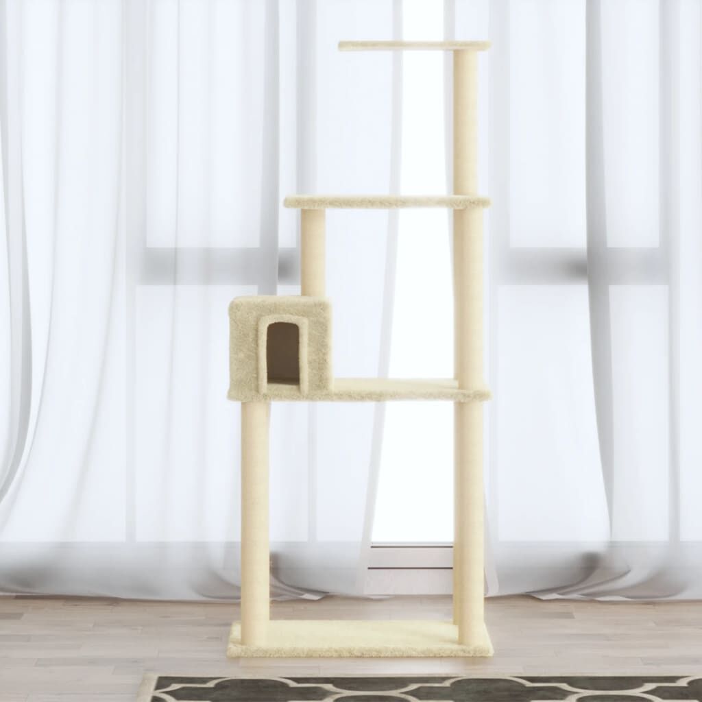 Vidaxl Rascador Para Gatos Con Postes De Sisal Crema 147 Cm_1