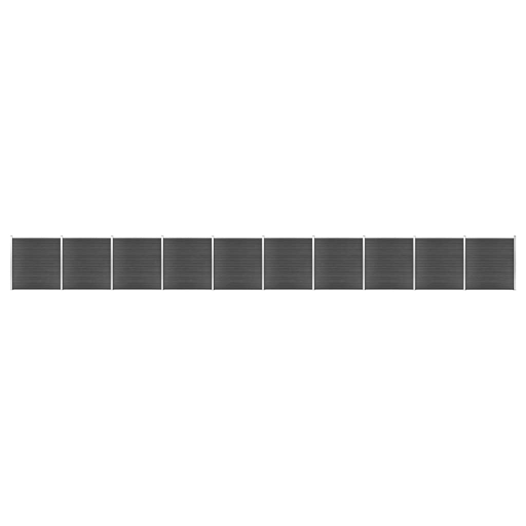 Juego De Paneles De Valla Wpc Negro 1737x186 Cm / Vetonek_4