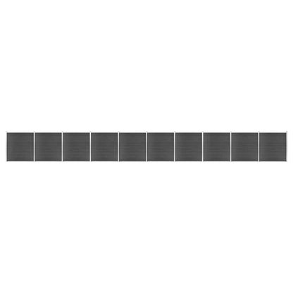 Juego De Paneles De Valla Wpc Negro 1737x186 Cm / Vetonek_4