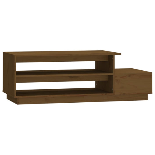 Mesa De Centro Madera Maciza De Pino Marrón Miel 120x50x40,5 Cm_0