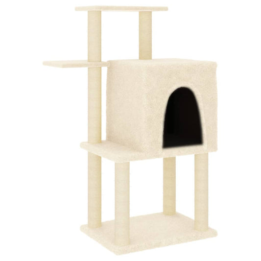 Vidaxl Rascador Para Gatos Con Postes De Sisal Color Crema 97 Cm_0