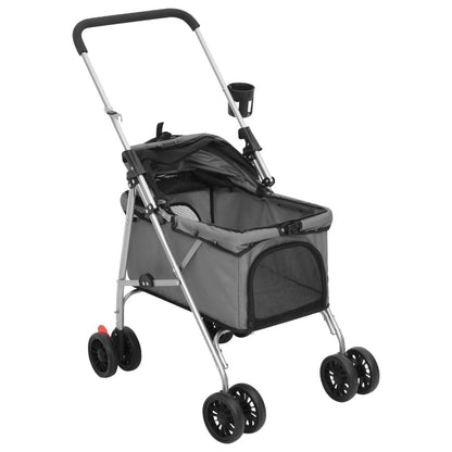 Vidaxl Cochecito Para Perros Plegable Tela Oxford Gris 76x50x100 Cm_4