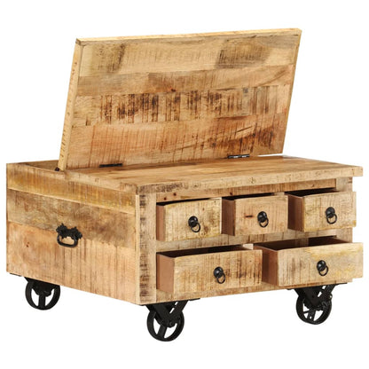 Mesa De Centro De Madera De Mango Rugosa 70x70x40 Cm_1