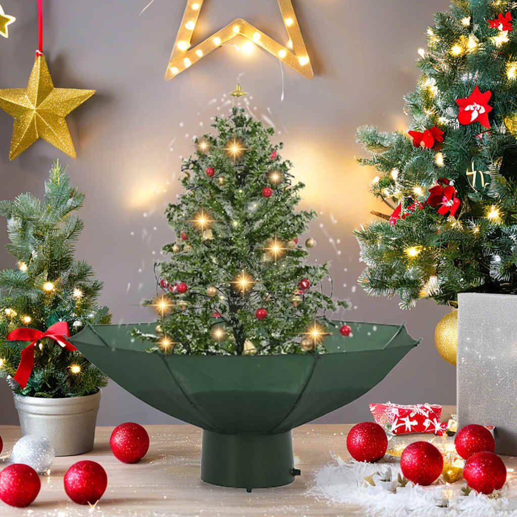 Vidaxl Árbol De Navidad Con Nieve Con Base En Paraguas Verde 75 Cm_1