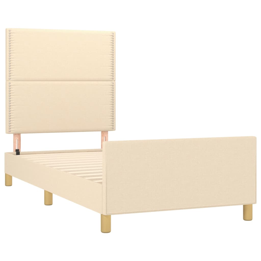 Estructura De Cama Con Cabecero De Tela Color Crema 90x190 Cm / Vetonek_4