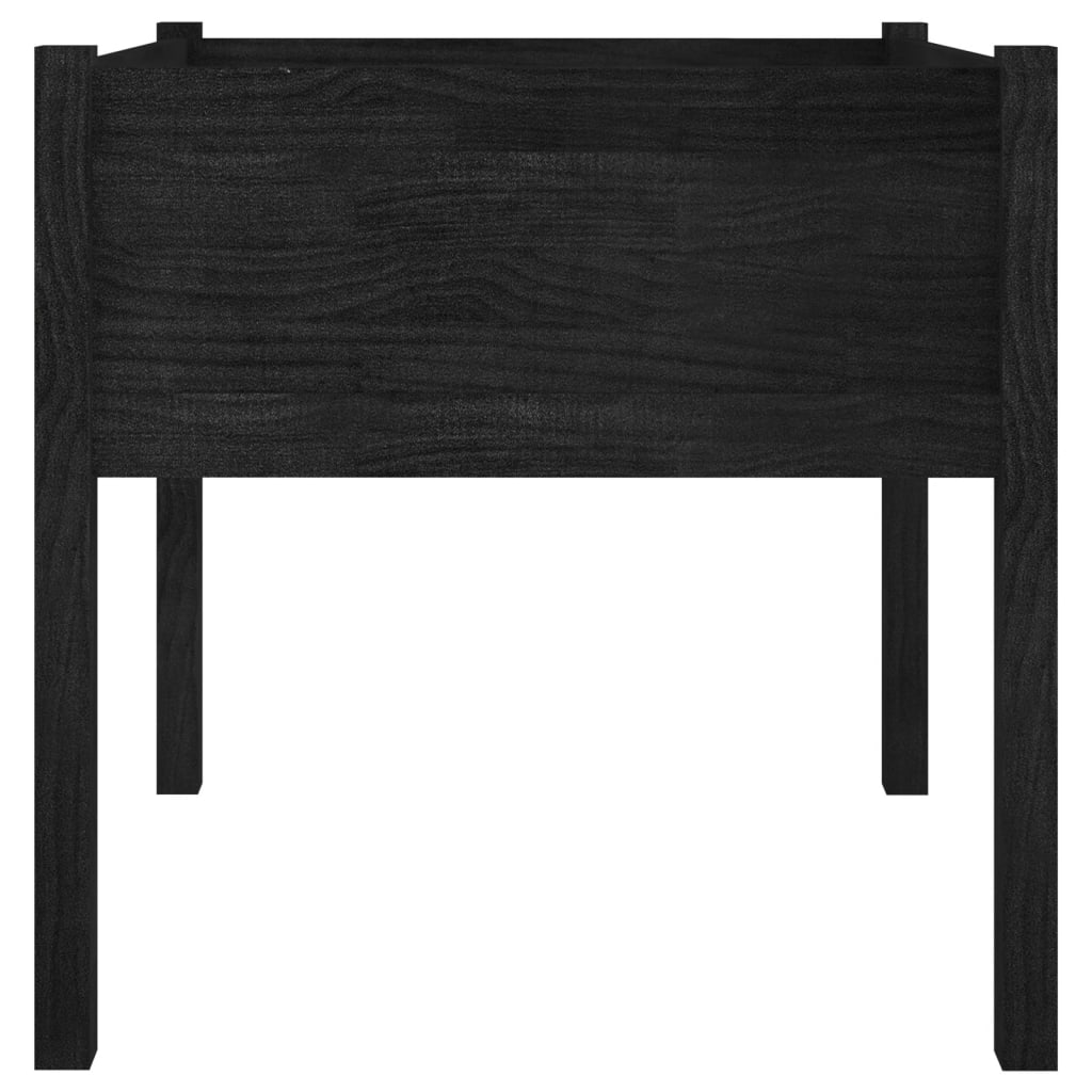 Jardineras 2 Uds Madera Maciza De Pino Negro 70x70x70 Cm_4