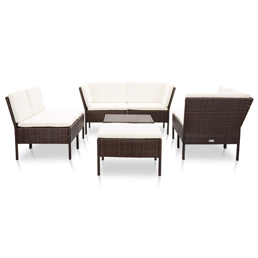 Vidaxl Set Muebles De Jardín 8 Piezas Y Cojines Ratán Sintético Marrón_1