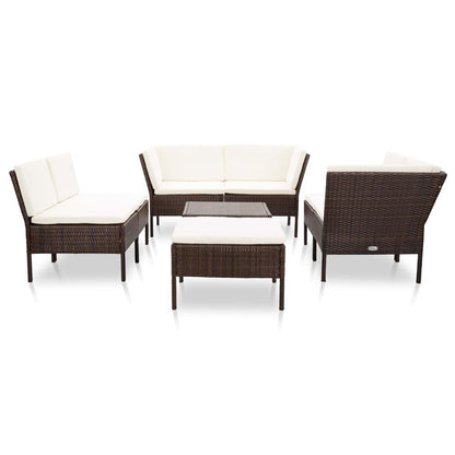 Vidaxl Set Muebles De Jardín 8 Piezas Y Cojines Ratán Sintético Marrón_1