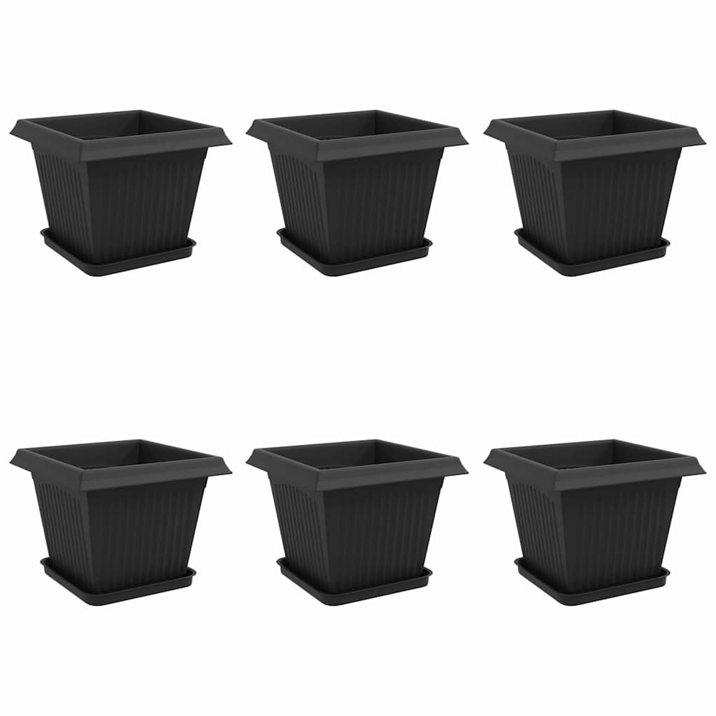 Macetas 6 Pcs Negro 33 X 33 X 26 Cm Plástico_0