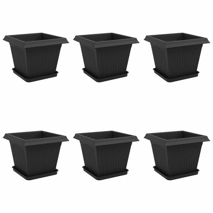 Macetas 6 Pcs Negro 33 X 33 X 26 Cm Plástico_0