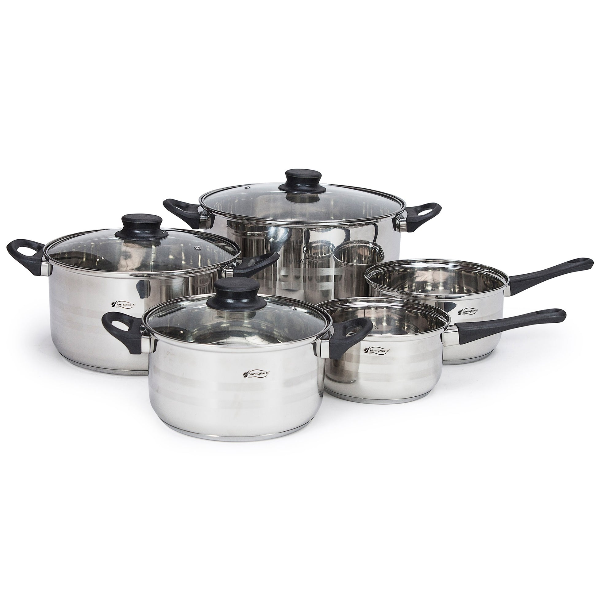 Bateria De Cocina 8 Piezas San Ignacio En Acero Inoxidable Con Juego De Sartenes (18,20,24 Cm) En Aluminio Forjado Colección Daimiel_3