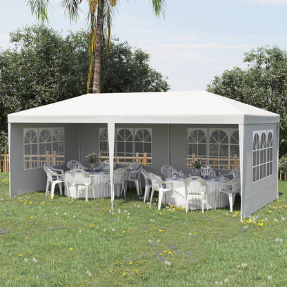 Outsunny Carpa De Jardín Con Laterales Desmontables 6x3 M 4 Ventanas Blanco_1