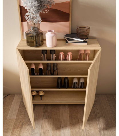 Zapatero 2 Puertas Modelo 513 Acabado Roble Oscuro, 90x90x27 (alto X Ancho X Fondo)_2