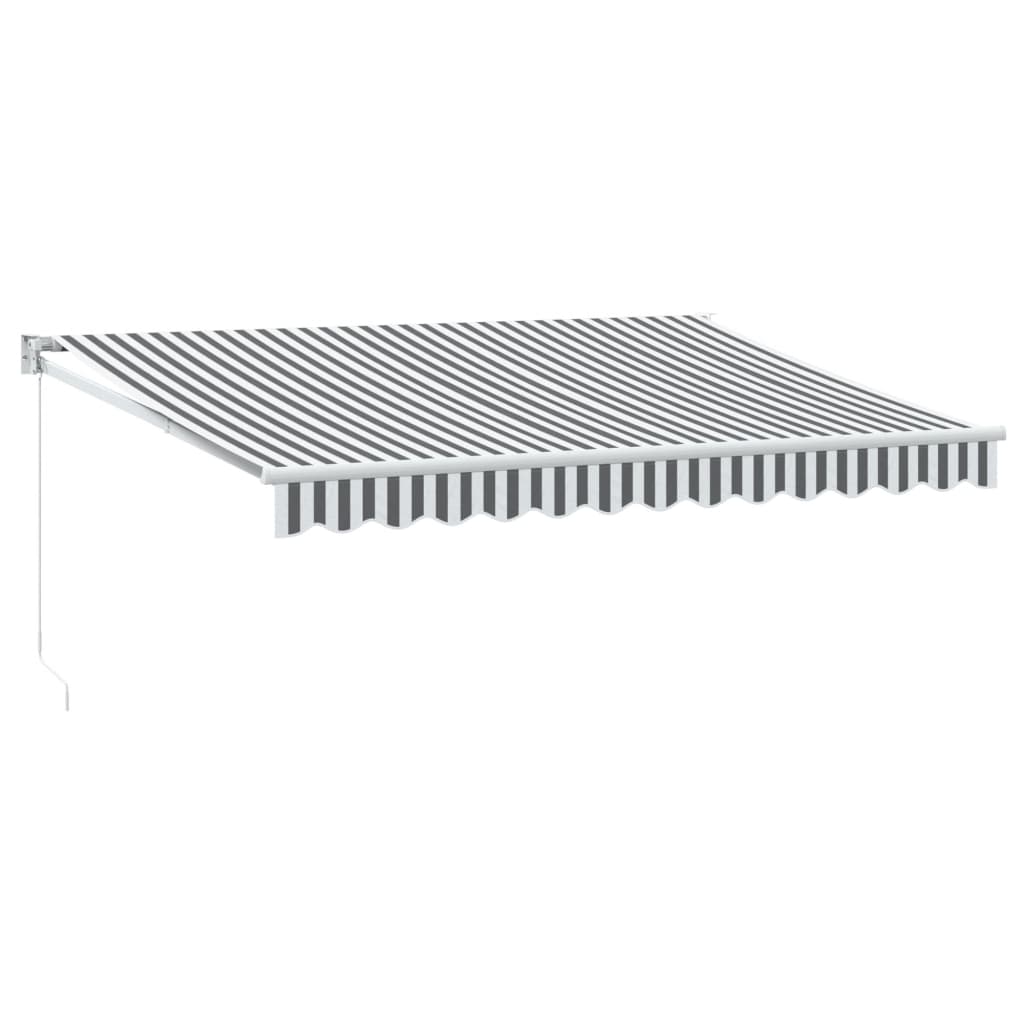 Toldo Retráctil Aluminio Y Tela Antracita Y Blanco 3,5x2,5 M_0