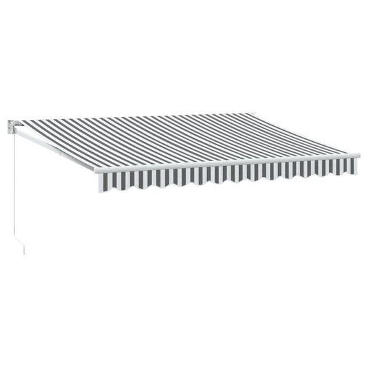Toldo Retráctil Aluminio Y Tela Antracita Y Blanco 3,5x2,5 M_0