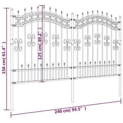 Valla De Jardín Con Punta De Lanza Acero Recubierto Negro 165cm / Vetonek_3