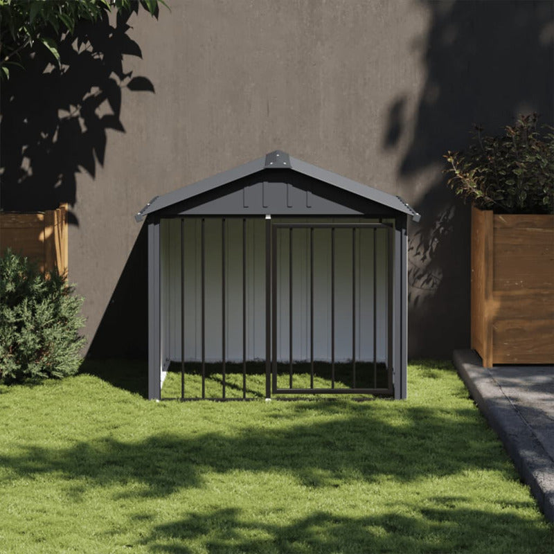 Caseta Para Perros Con Techo Negro 117x103x102 Cm Acero Galvanizado_1