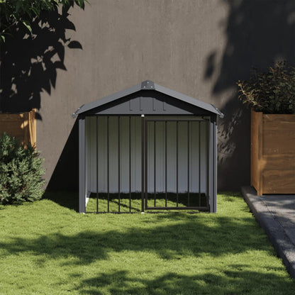 Caseta Para Perros Con Techo Negro 117x103x102 Cm Acero Galvanizado_1