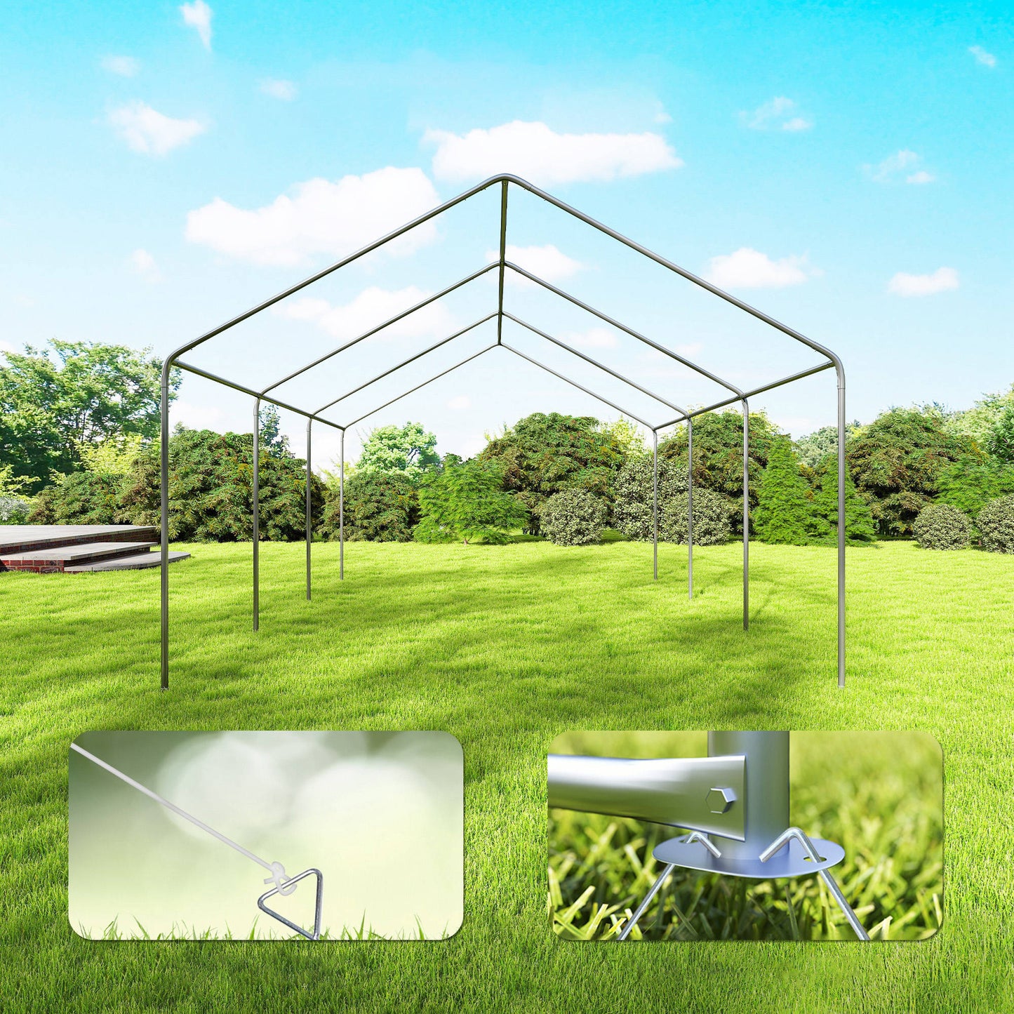 Outsunny Carpa Para Fiesta 4x6 M Con Paredes Extraíbles Puertas Ventanas Gris_3