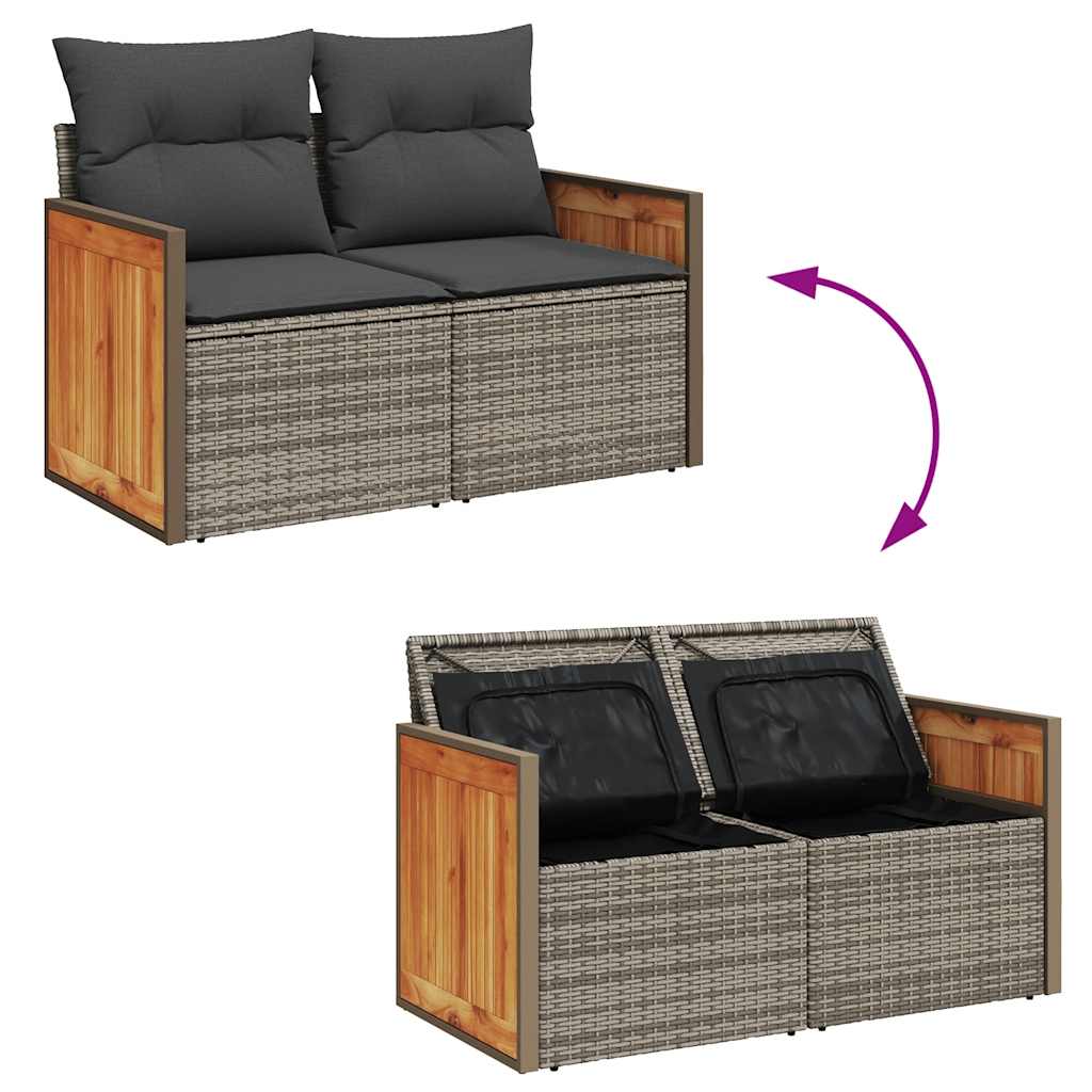 Set De Sofás De Jardín Y Cojines 8 Piezas Ratán Sintético Gris / Vetonek_4