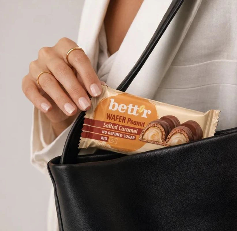 Caja De Barquillos De Chocolate Relleno De Caramelo Salado De Cacahuete Bett’r 33g Bio_2