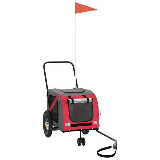 Remolque De Bicicleta Mascotas Hierro Tela Oxford Rojo Negro_0