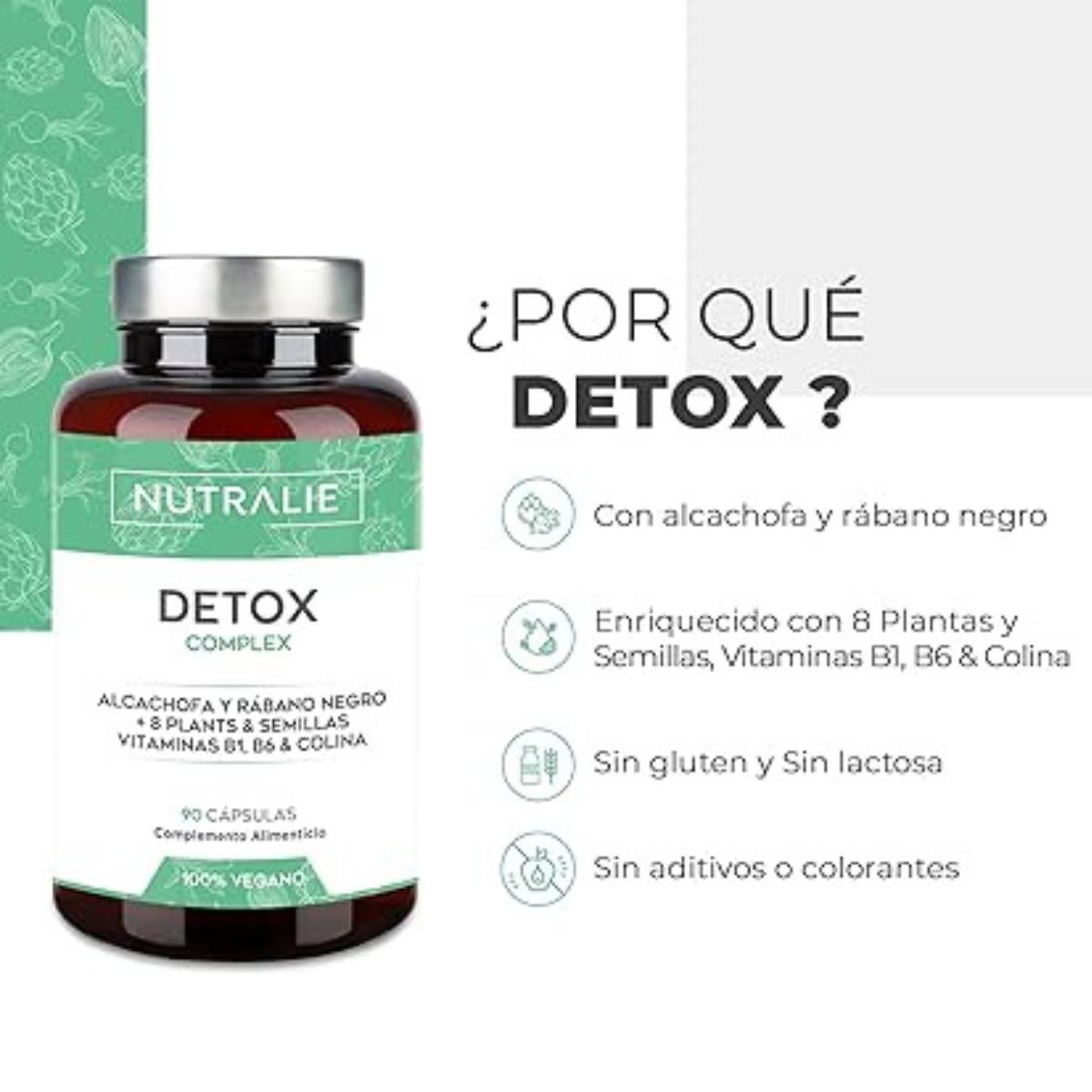 Nutralie Detox complex con vitaminas B1 + B6 y colina 90 capsulas