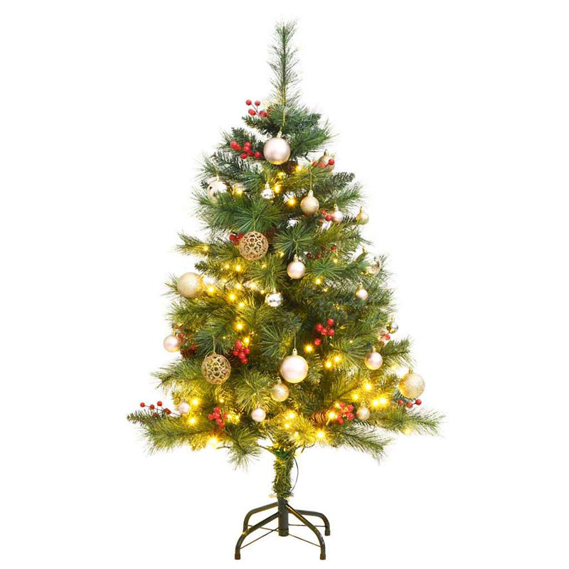 Vidaxl Árbol Navidad Artificial Con Bisagras 150 Led Y Bolas 120 Cm_0