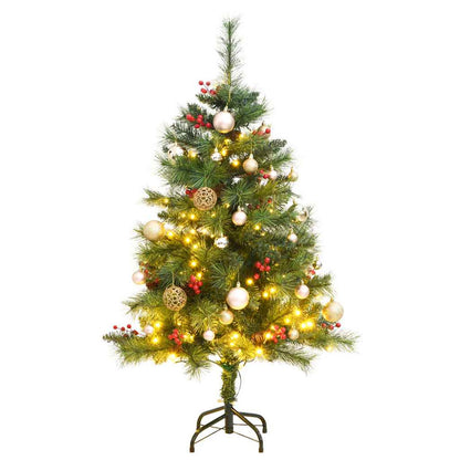 Vidaxl Árbol Navidad Artificial Con Bisagras 150 Led Y Bolas 120 Cm_0