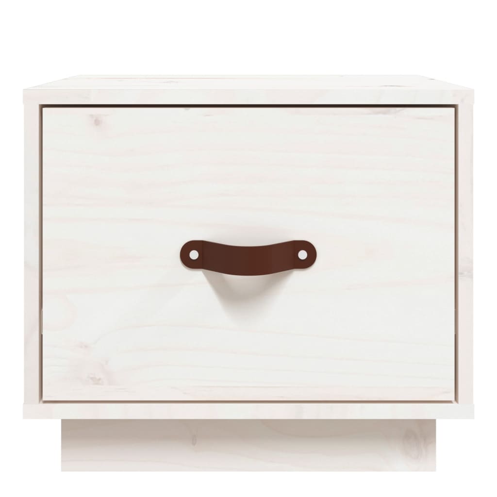 Mesita De Noche Madera Maciza De Pino Blanco 40x34x35 Cm_3
