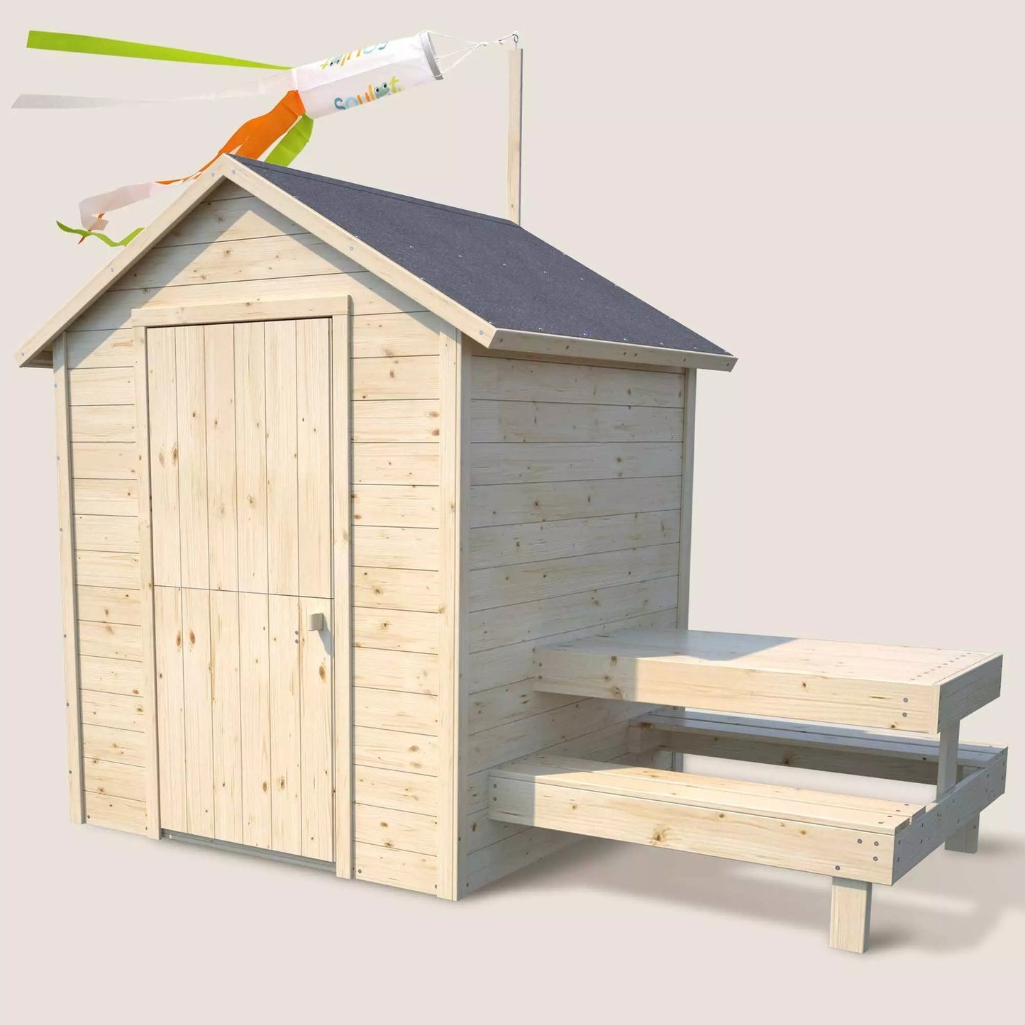 Casita infantil de madera con mesa y bancos Tiana Soulet