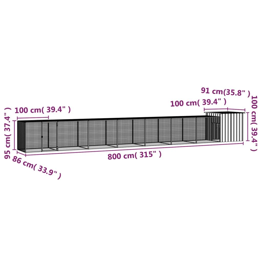 Vidaxl Gallinero De Acero Galvanizado Gris 800x91x100 Cm_4