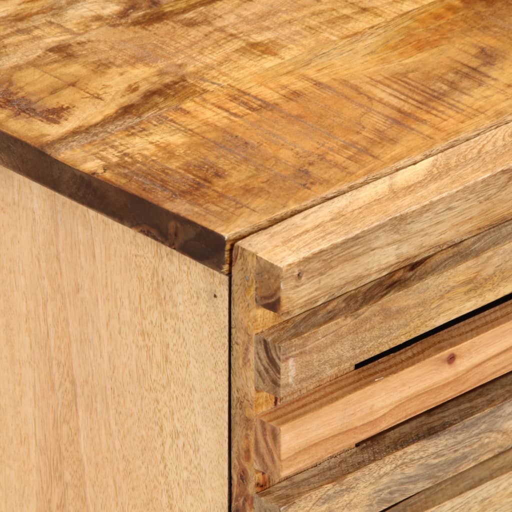 Mesita De Noche De Madera Maciza De Mango Rugosa 40x34x46 Cm_4
