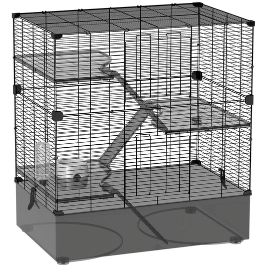 Pawhut Jaula Para Hurones De 4 Niveles Con Bandeja Inferior 73x47x80 Cm Negro_0