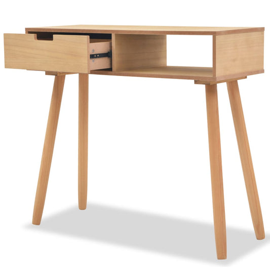 Mesa Consola De Madera Maciza De Pino 80x30x72 Cm Marrón_0