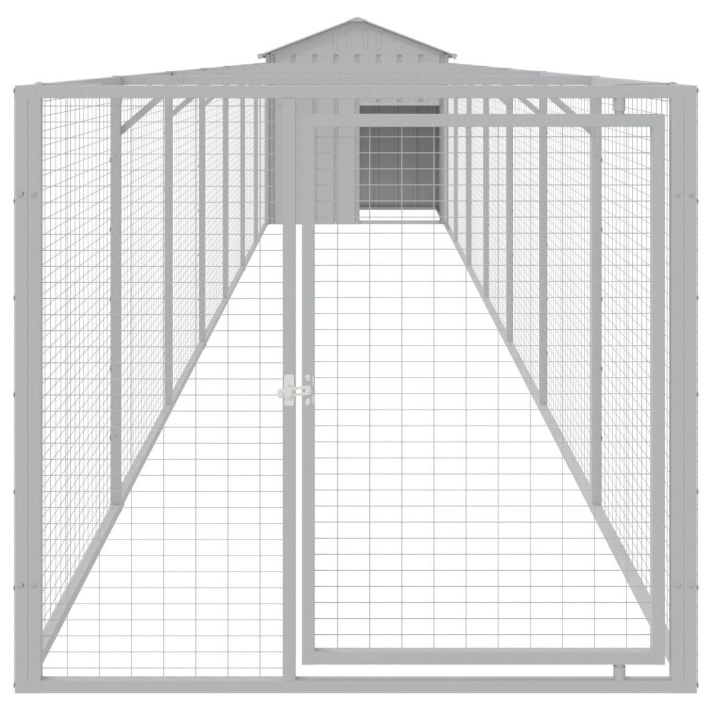 Caseta Perros Tejado Acero Galvanizado Gris Claro 117x813x123cm_2