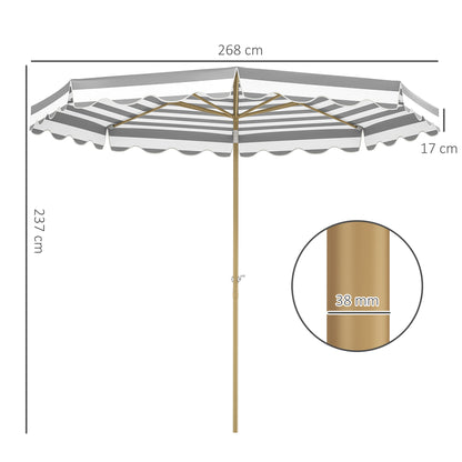 Outsunny Sombrilla Terraza Exterior Ø268 Cm Con Ángulo Inclinable Gris Y Blanco_2