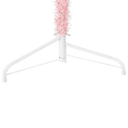 Vidaxl Medio Árbol De Navidad Artificial Con Soporte Rosa 210 Cm_5