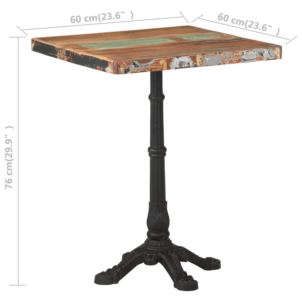 Mesa De Bistró De Madera Maciza Reciclada 60x60x76 Cm_4