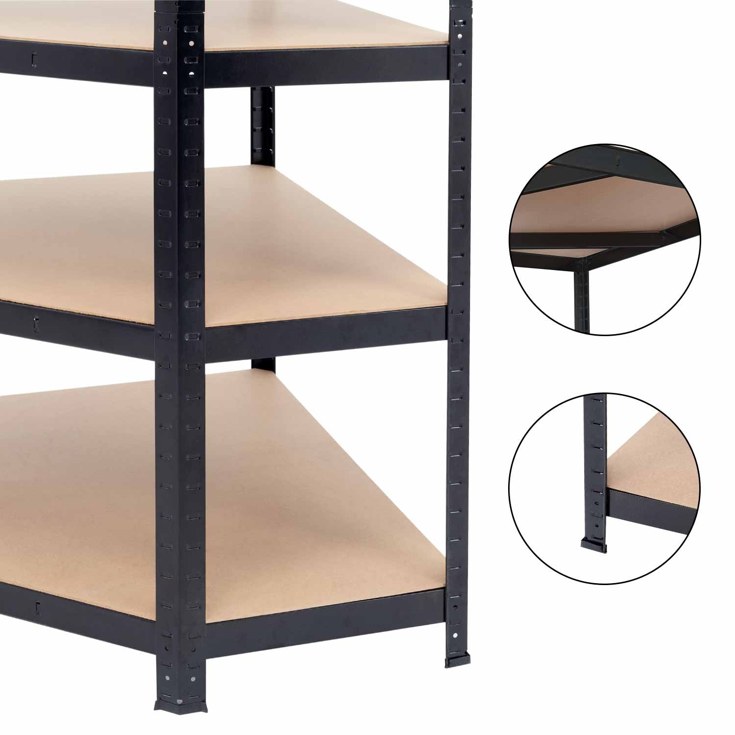 Estantería Esquinera Modular 5 Baldas Ajustables 180x80x40x56cm 875kg O91_3