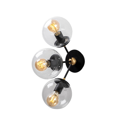 Aplique De Pared, Metal , Negro, 30x15x44, Casquillo 3 X E 27 Max 40 W